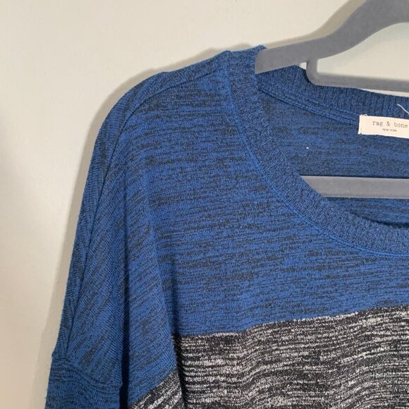 Rag & Bone blue gray color block lightweight crewneck long sleeve sweater - Picture 3 of 10
